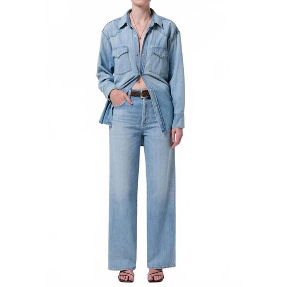 CITIZENS OF HUMANITY Denim - NEW CITIZENS OF HUMANITY annina wide leg trousers in tularosa